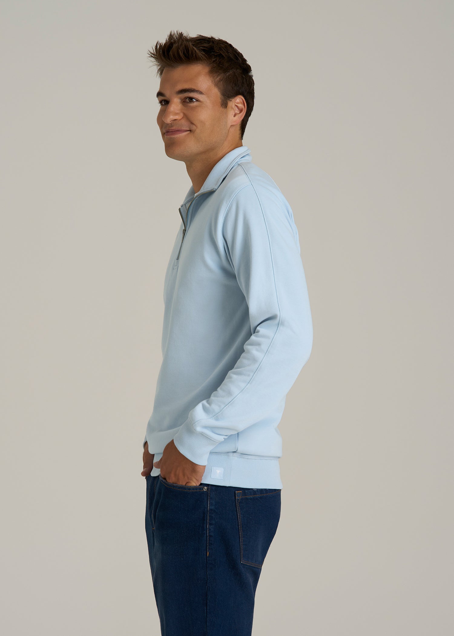 Wearever 2.0 French Terry Quarter-Zip Tall Men's Sweatshirt in Ice Blue