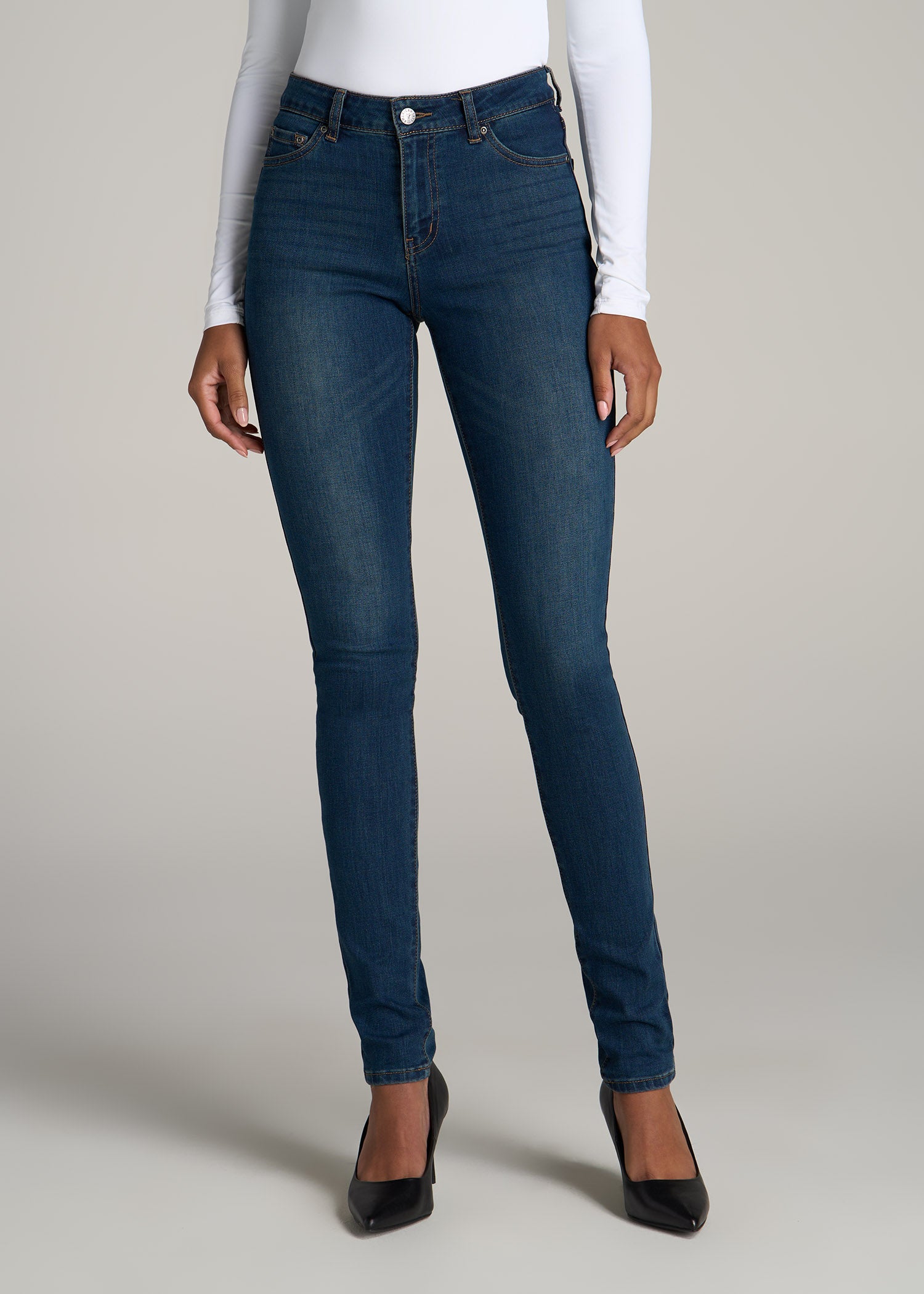 Sarah Mid-Rise Skinny Jeans for Tall Women in Blue
