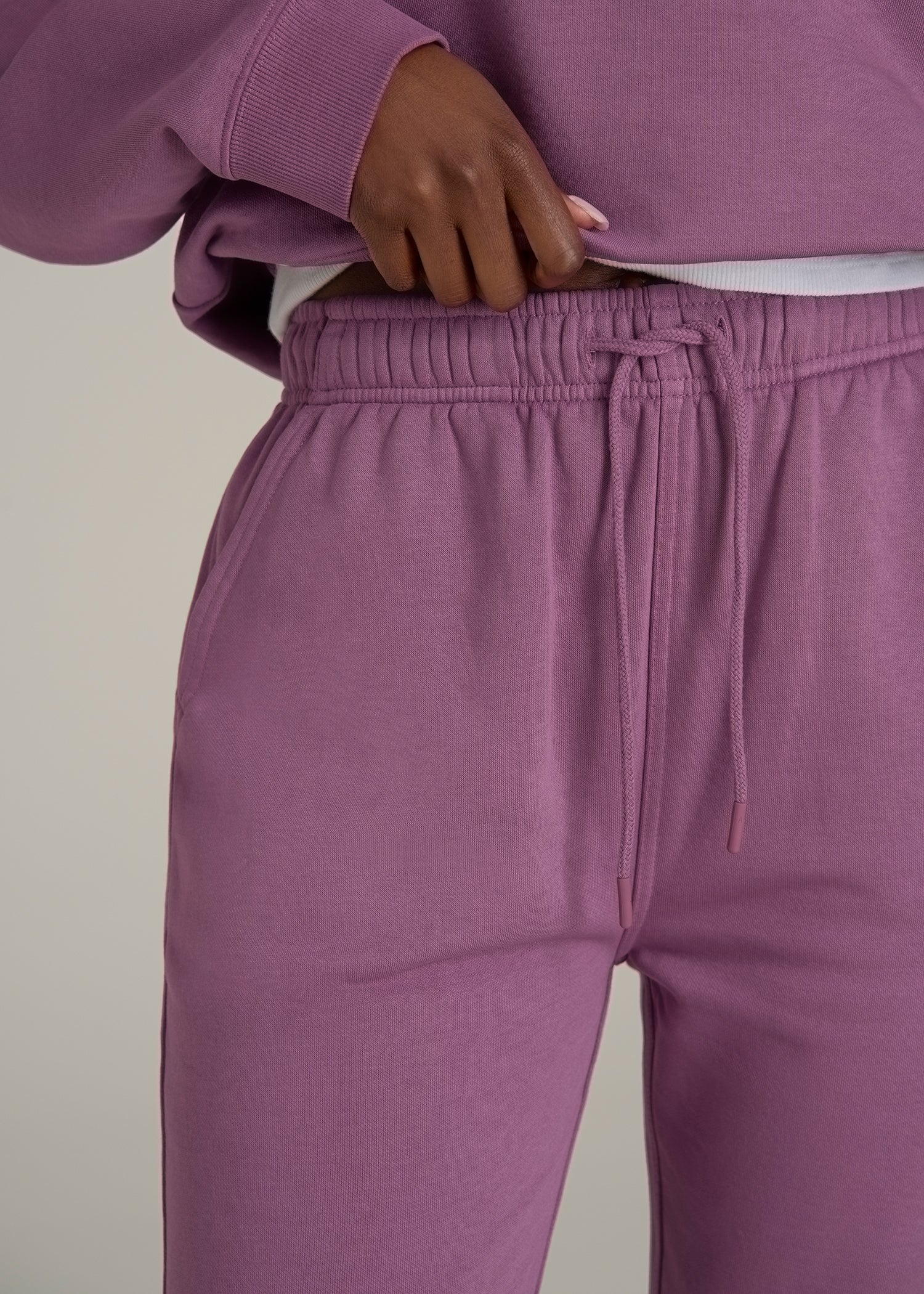 Garment Dyed Joggers for Tall Women in Washed Argyle Purple