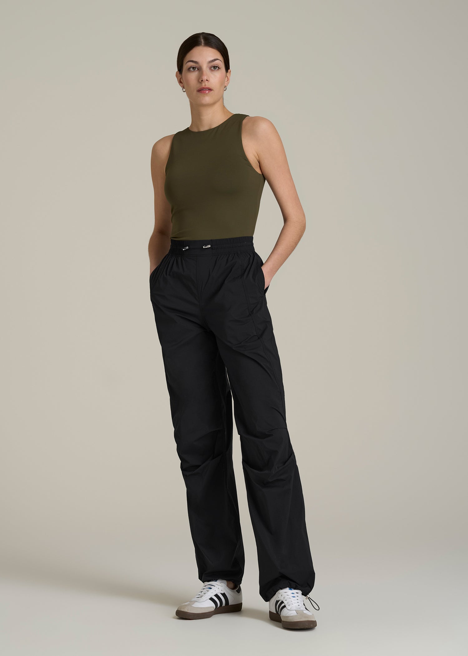 Parachute Jogger for Tall Women in Black