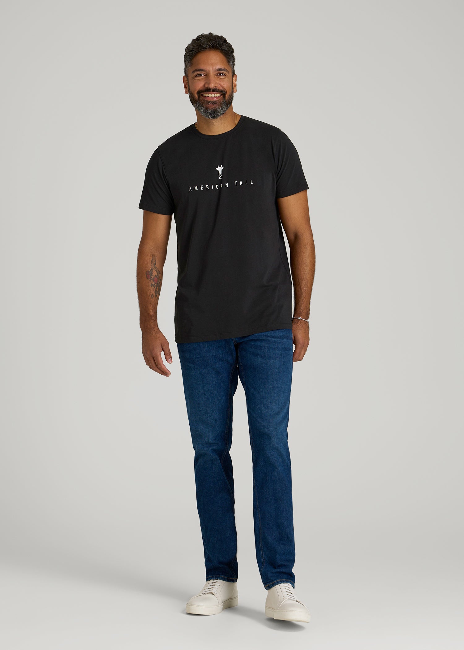 Logo Tee for Tall Men in Black